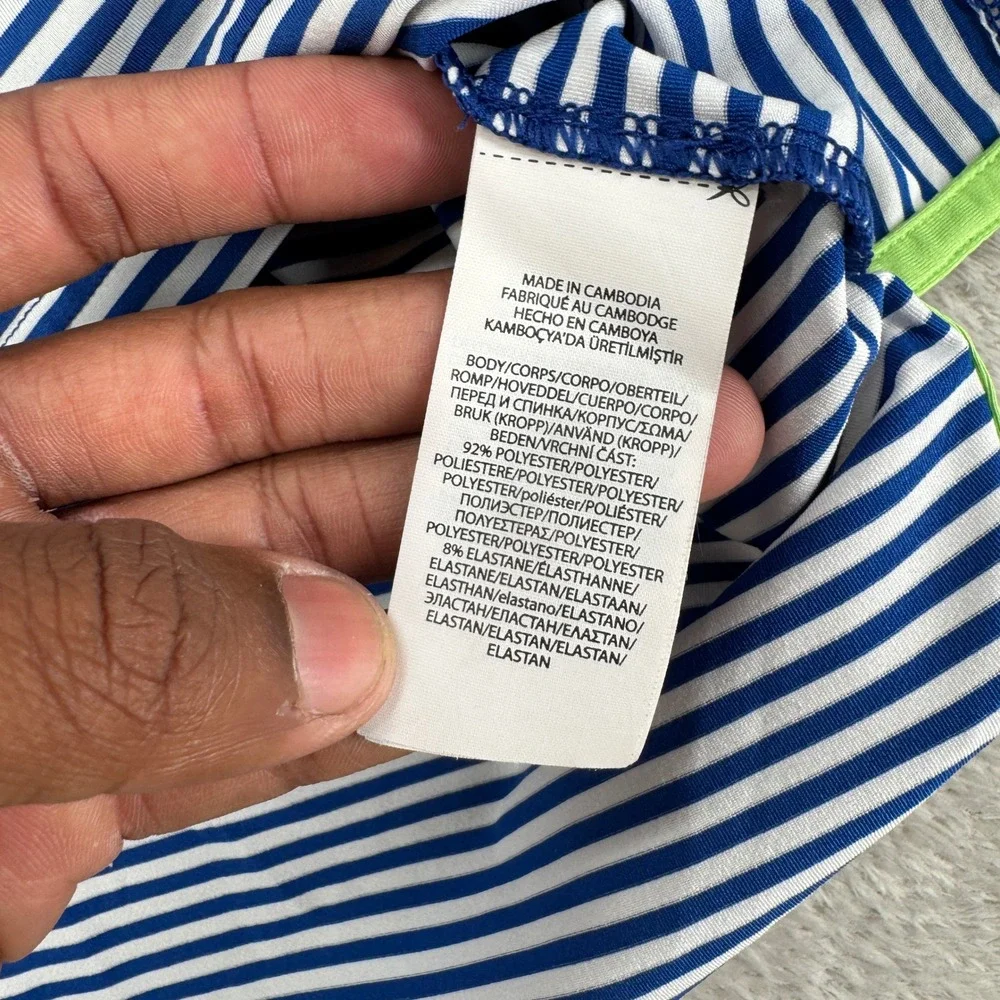 RLX Ralph Lauren Mens Polo Shirt XL Blue White Striped Preowned Wicking Golf